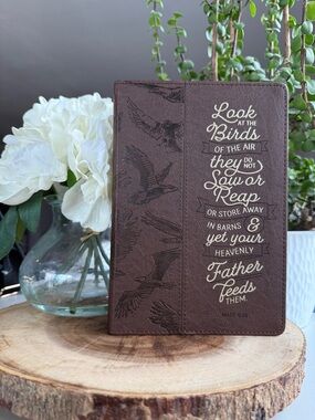 ✨NWT Matthew 6:26 Faux Leather Journal🤎